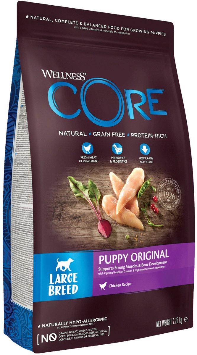 Wellness core grain free large breed puppy chicken - dog food - 2.75 kg